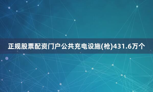 正规股票配资门户公共充电设施(枪)431.6万个